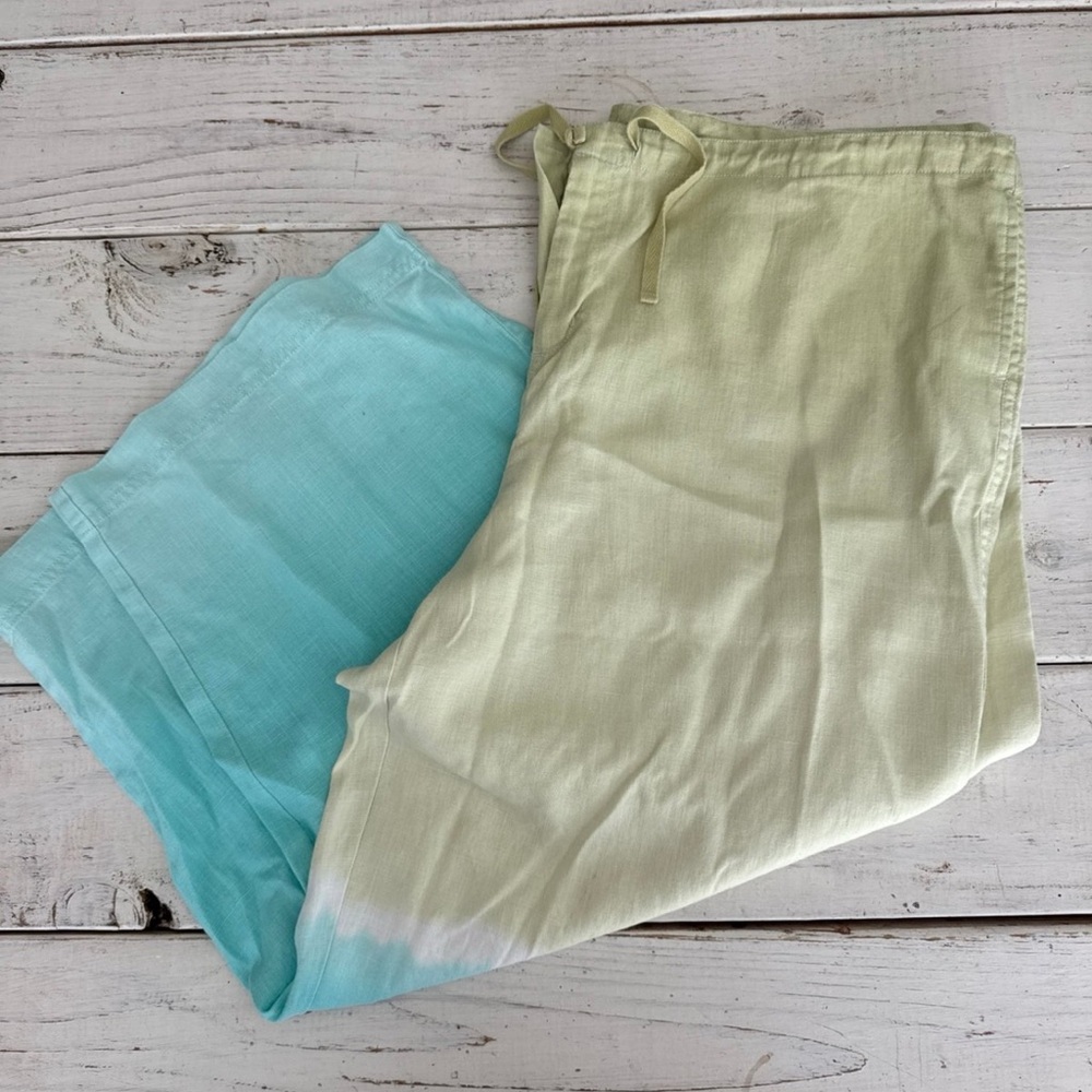J. Jill Hemp Wide Leg Linen Cropped Gradient Pants
